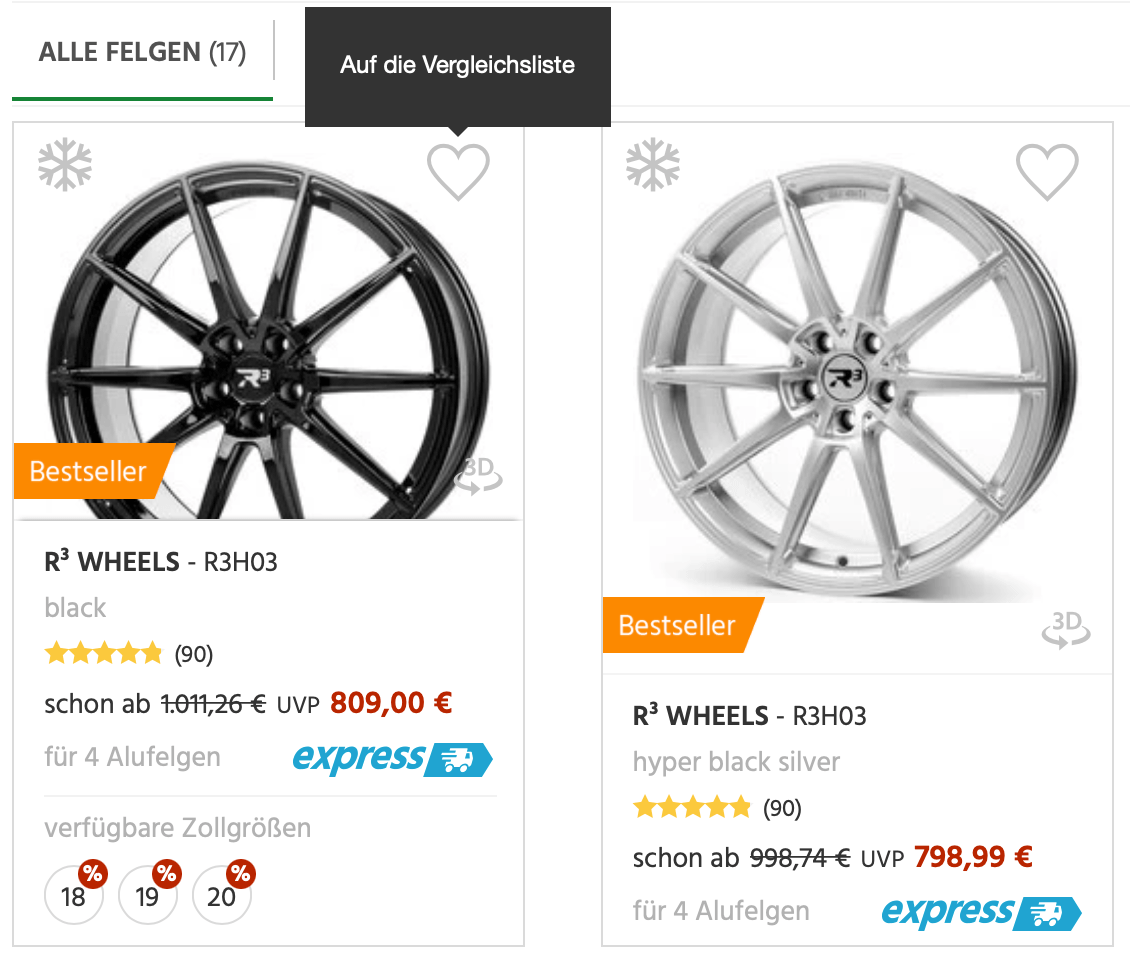 Herzsymbol Vergeichsliste