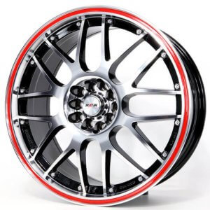 Platin P61 schwarz poliert Rand rot