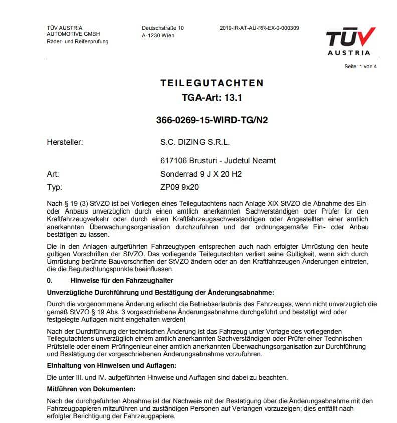 Teilegutachten Ausschnitt