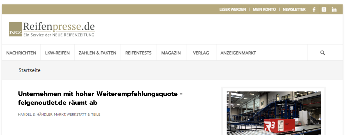 Reifenpresse zeichnet felgenoutlet aus