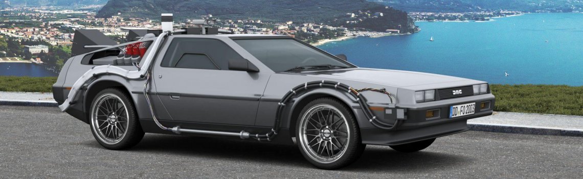 DeLorean im 3D-Konfigurator mit Dotz Revvo gunmetal polished